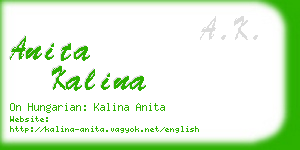 anita kalina business card